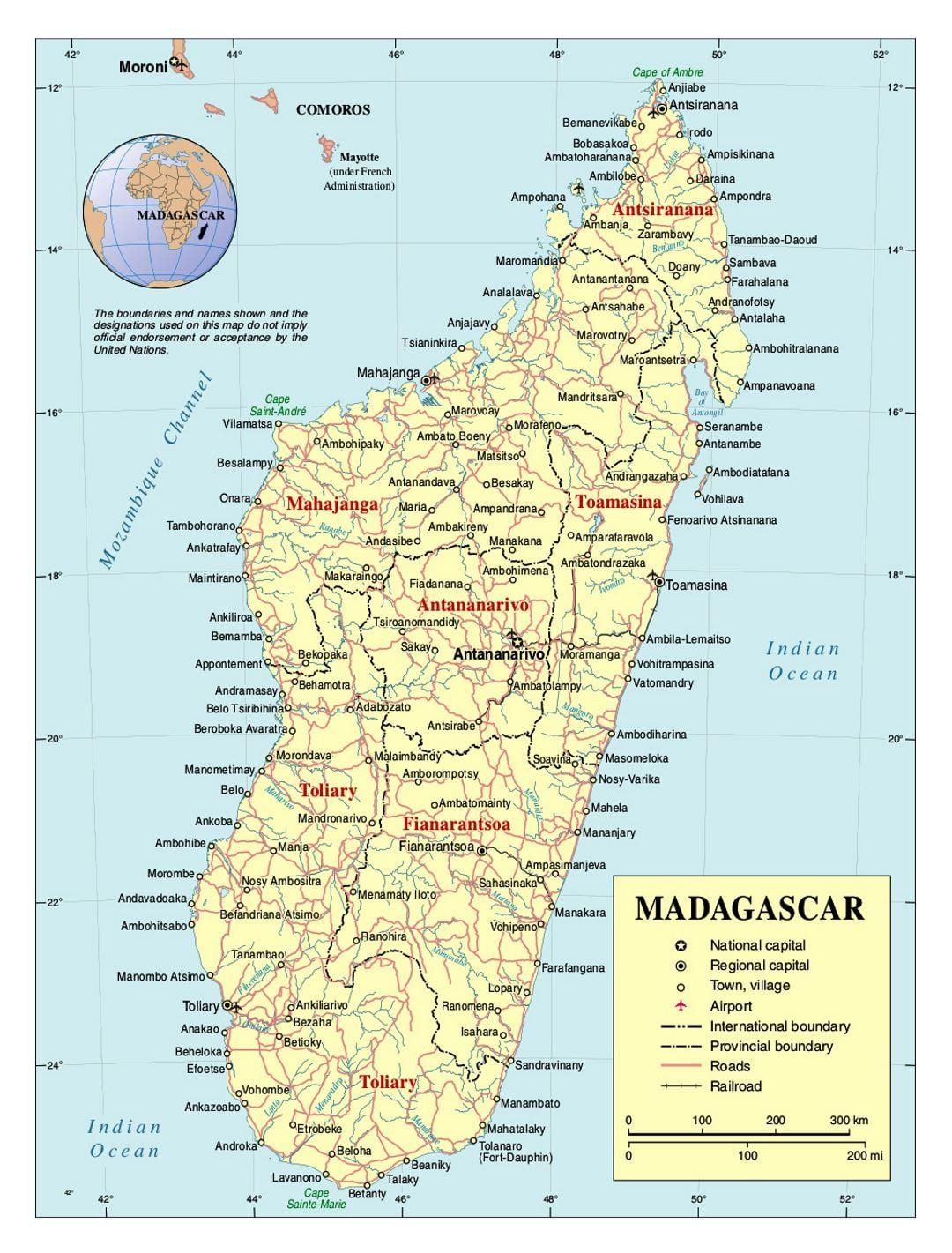 ವಿವರವಾದ ನಕ್ಷೆ ಆಫ್ ಮಡಗಾಸ್ಕರ್