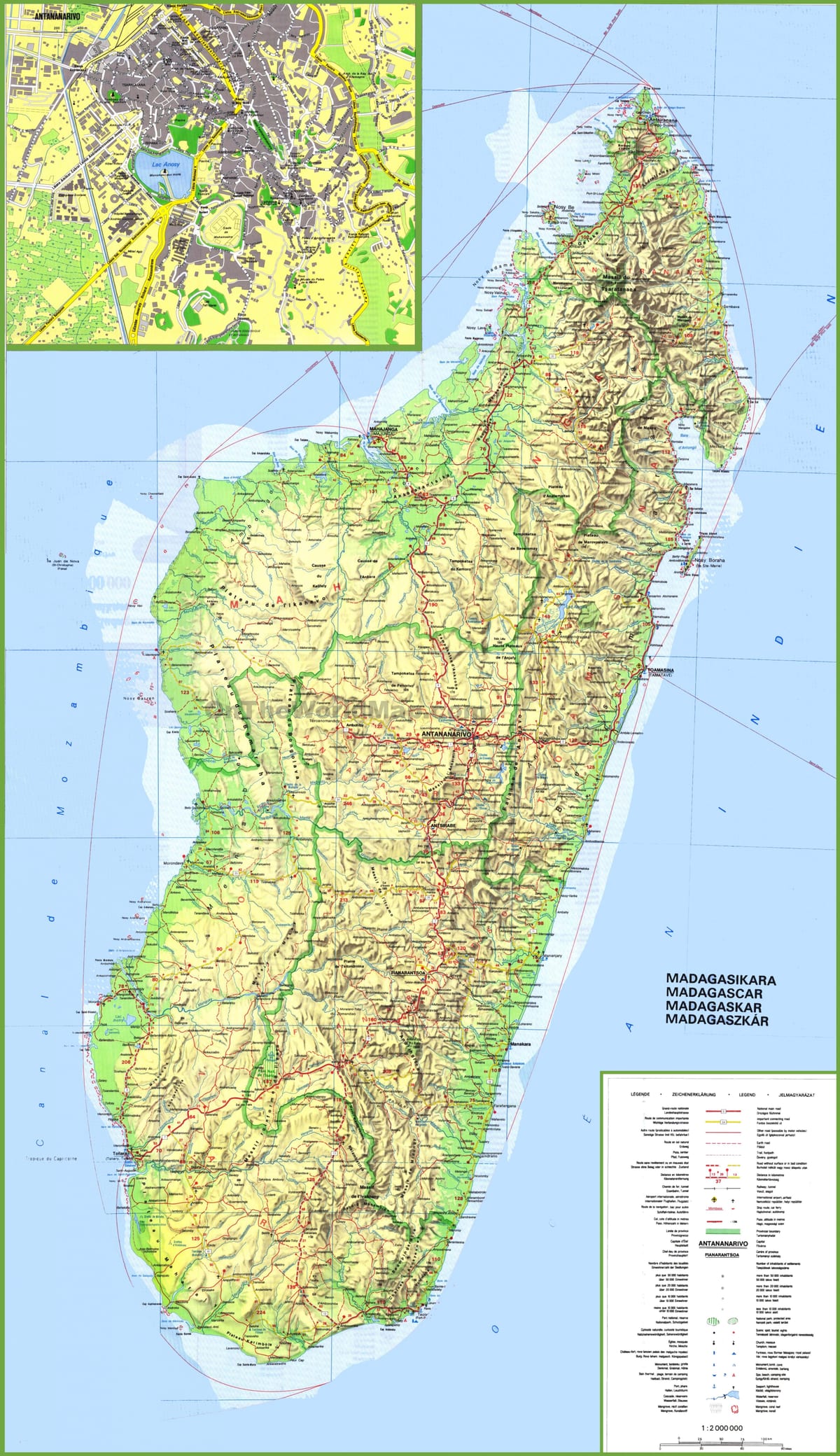 ನಕ್ಷೆ ತೋರಿಸುವ ಮಡಗಾಸ್ಕರ್