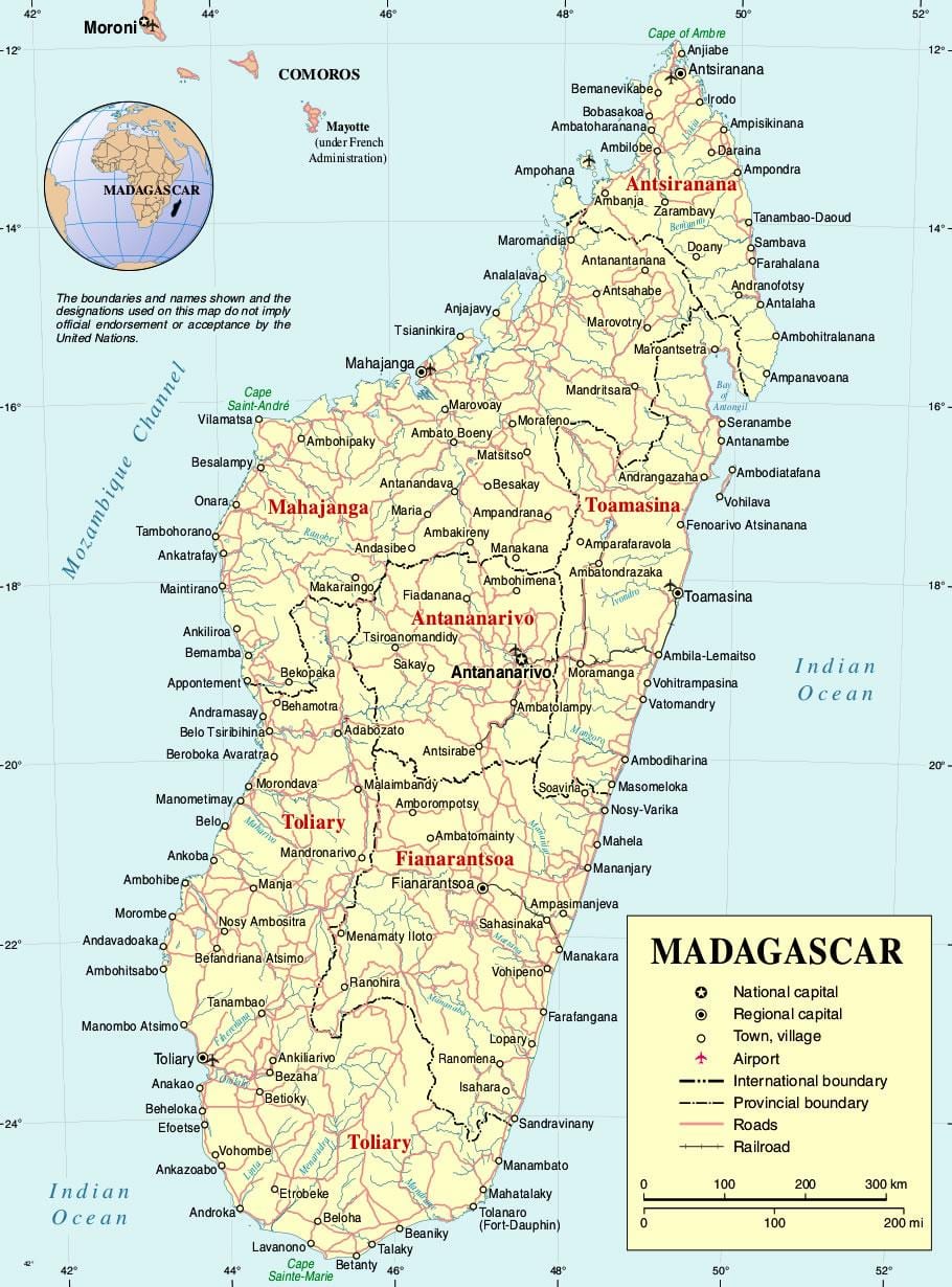 ಮಡಗಾಸ್ಕರ್ ನಕ್ಷೆ ನಗರಗಳು