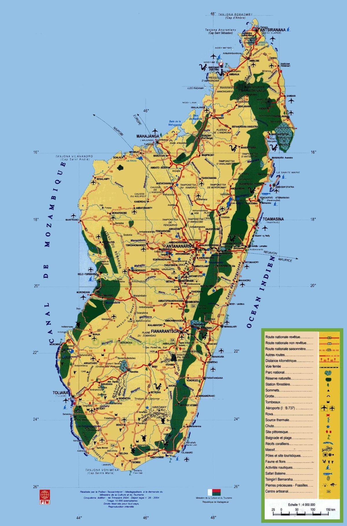ಮಡಗಾಸ್ಕರ್ ಪ್ರವಾಸಿ ಆಕರ್ಷಣೆಗಳು ನಕ್ಷೆ